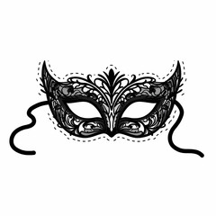 Fototapeta premium Ornate black masquerade mask isolated on white for Halloween 