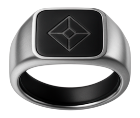 Modern signet ring with a flat, rectangular face and a minimalist design