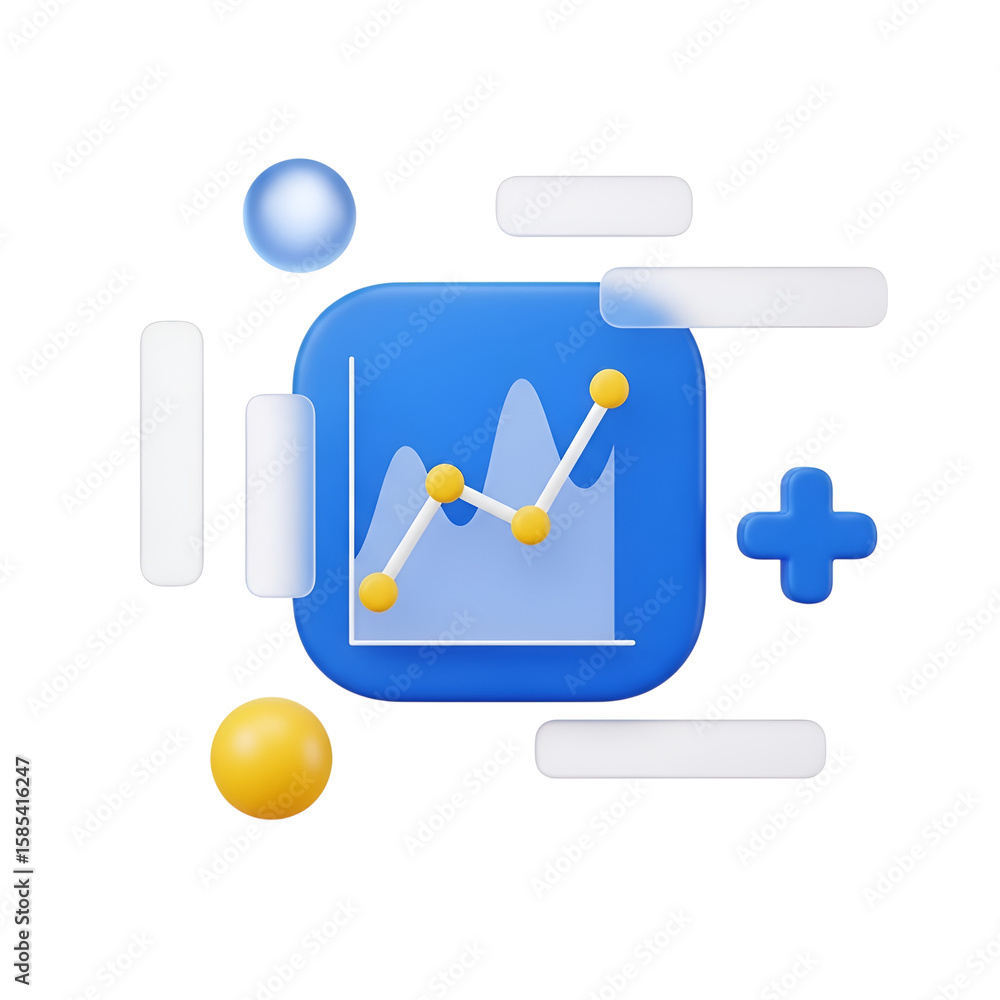 Poster 3d icon of a 3d render of a business chart isolated on transparent background