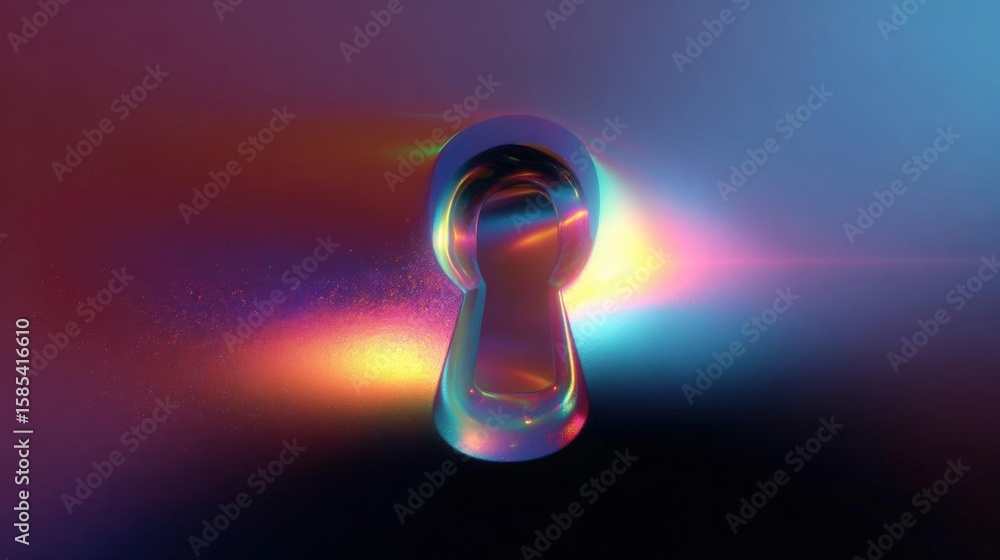 Poster digital art piece that appears to be a 3d rendering of a keyhole.