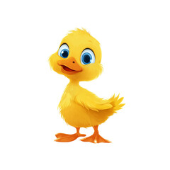 Adorable yellow duckling with big blue eyes cartoon