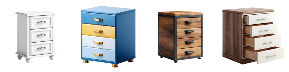 Small Chest of Drawers in Different Styles on White