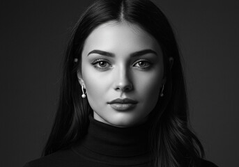 Beautiful Woman Black and White Portrait