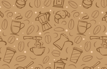 Seamless background on the theme of coffee.