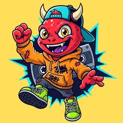 Red chupacabra mascot illustration 
