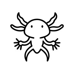 Fototapeta premium Cartoon axolotl character with outstretched arms and smile 