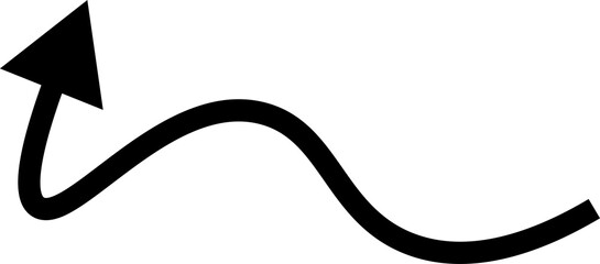 Black wavy arrow pointing upwards on white background