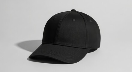 Fototapeta premium Black Baseball Cap Mockup with Soft Shadow