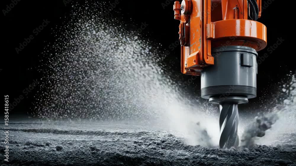 Poster high performance industrial drill showcasing precision and power in action with advanced technology 