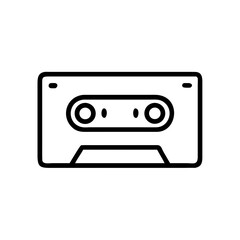 Fototapeta premium Vintage cassette tape illustration in simple black outline style 
