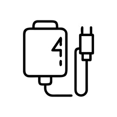 Charger with cord and plug in minimalist outline design  