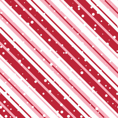 Christmas Red and Pink Candy Stripes, Candy cane Stripes Seamless Pattern with White Dots- Christmas Candy Stripes Vector Illustration