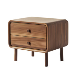 MidCentury Modern TwoDrawer Walnut Nightstand Elegant  Functional Bedroom Furniture isolated on transparent background