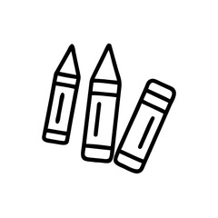 Crayons in various shapes on a white background  
