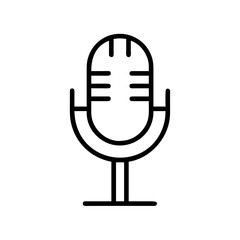 Microphone icon in minimalist line art style on white background  