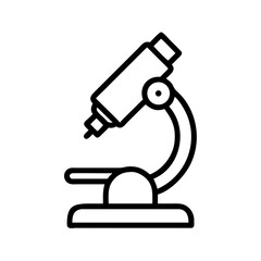 Laboratory microscope in minimalistic style with black outline  