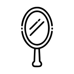 Simple line drawing of a handheld mirror with a reflective surface  