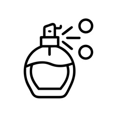 Perfume bottle spraying fragrance in minimalist line art style  