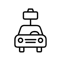 Obraz premium Taxi car icon with sign on top in minimalist outline style 
