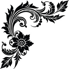 Elite Baroque Curve Floral Corner Silhouette