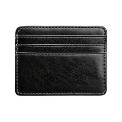 black leather cardholder isolated on transparent background