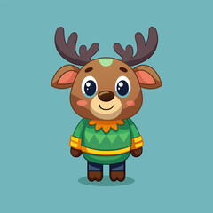 Fototapeta premium Adorable Reindeer Cartoon Character for Christmas