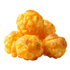 Puffed corn snacks cheesy isolated on white background, Puff corn or Corn puffs cheese flavor on white PNG File.