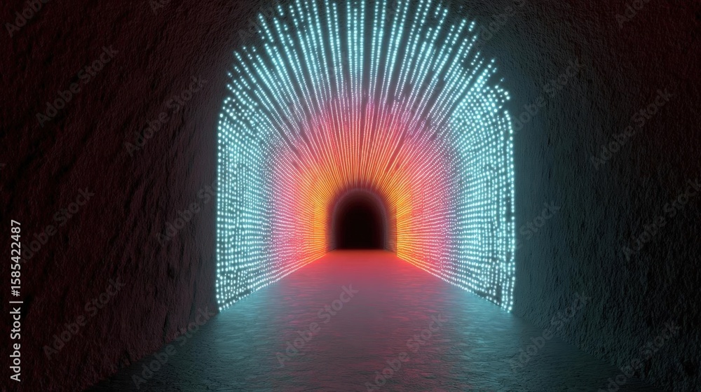 Poster dark tunnel with a bright light at the end. the tunnel appears to be made of concrete and has a tunn