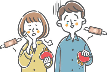 お金がない夫婦　上半身　ベクター
