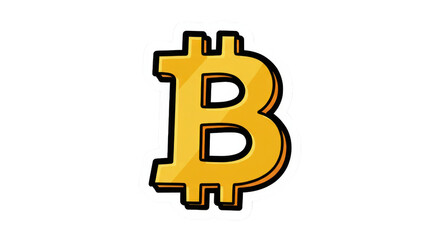 Golden Bitcoin Cryptocurrency Symbol Sticker Graphic