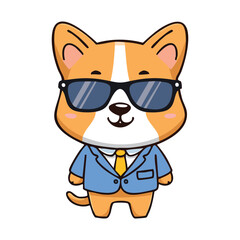  Cute Business Fox Character in Suit and Sunglasses