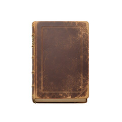 Antique brown leather bound book standing