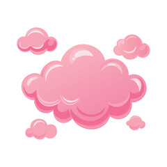 Cute Pink Fluffy Cloud with Soft Edges on White Background