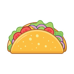 Mexican Taco with Fresh Vegetables and Crispy Shell