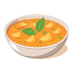 Hot Tomato Soup with Cream and Fresh Basil Garnish