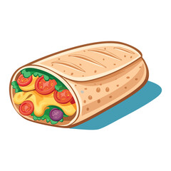 Mexican Style Burrito Stuffed with Fresh Vegetables and Salsa