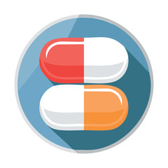  Stacked Capsules – Red, Orange and White Medicine Illustration