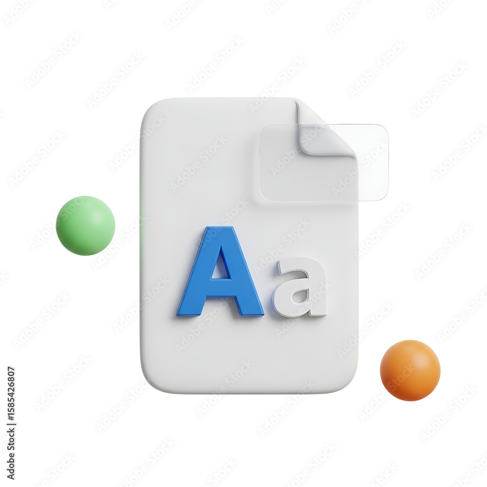 Poster 3d icon of a file with the letters a and a isolated on transparent background