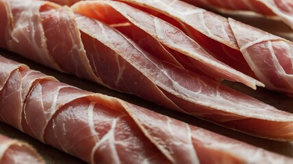 Close Up of Prosciutto Rolls Ready to Eat Appetizers