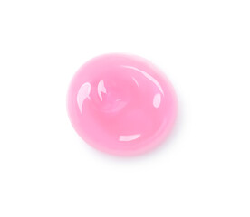 Pink lip gloss isolated on white, top view