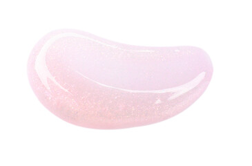 Pink lip gloss isolated on white, top view