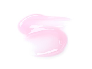 Pink lip gloss isolated on white, top view