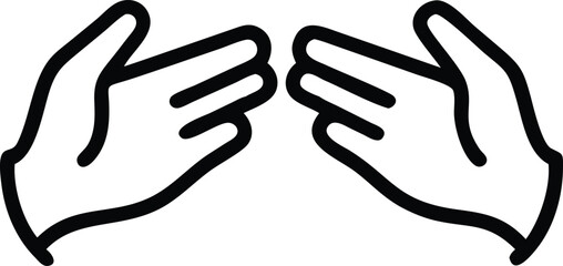 Fototapeta premium Black line art of two hands in offering or protecting gesture