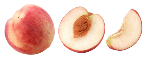 peach (Honey Peach), half and slices fruit isolated, transparent PNG, PNG format, collection