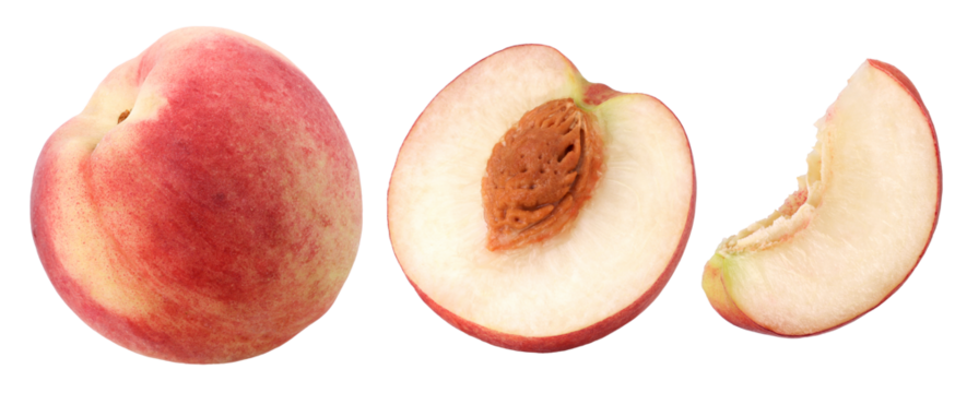 peach (Honey Peach), half and slices fruit isolated, transparent PNG, PNG format, collection