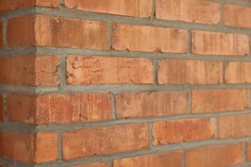 Obraz premium Texture of red brick wall as background, closeup