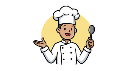 Friendly Cartoon Chef Holding Spoon