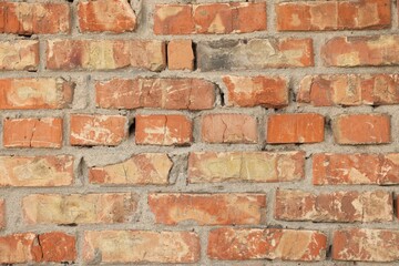 Texture of old brick wall as background, closeup
