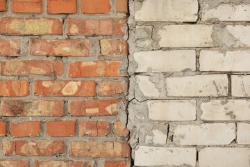 Texture of old brick wall as background, closeup