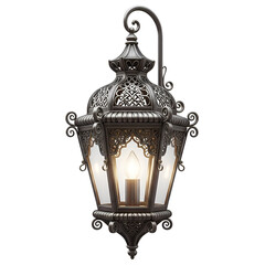 Elaborate antique lantern on black background